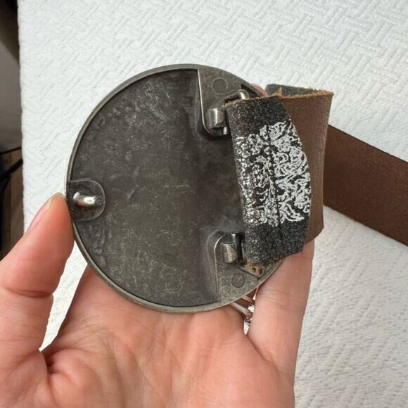 Vintage Oglivy Women’s Medium Silver Buckle Embellished Genuine Leather Belt - Picture 7 of 12